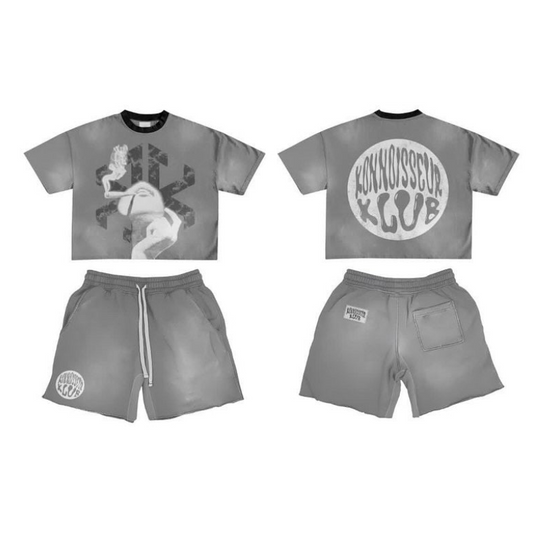 'SMOKED' T-shirt & Short Set Grey